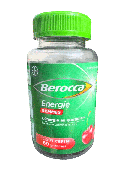 BEROCCA ENERGIE GOMMES CERISE est un complément alimentaire sous forme de gommes à mâcher pour vous aider à garder le rythme tout au long de la journée !