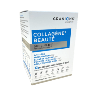 GRANIONS COLLAGENE BEAUTÉ est un complexe à base de Collagène en poudre hautement concentré et d’acide hyaluronique,associé a de la Vitamine C,