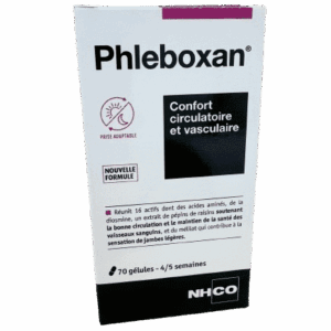 NHCO PHLEBOXAN  permet un soutien de la  circulation pour une sensation de jambes légères, notamment lors des périodes de chaleur .