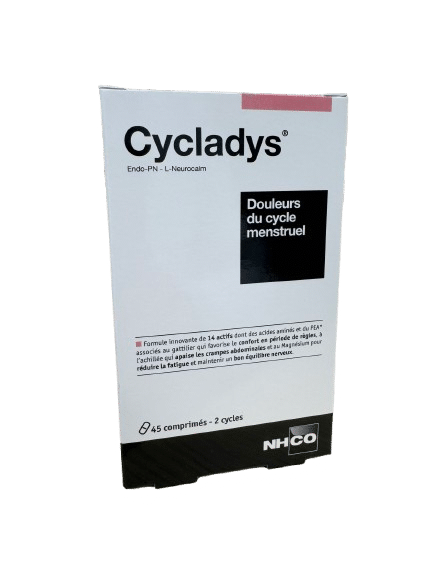 NHCO CYCLADYS CONFORT MENSTRUEL agit sur la période avant et pendant les règles pouvant être un passage difficile, pertubant la qualité de vie des femmes.