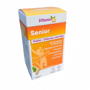 INELDEA VITAMINE 22 SENIOR est un complément alimentaire associant 12 vitamines, 6 minéraux et oligo-éléments, Extraits de Plantes , Lutéine, Propolis et probiotiques