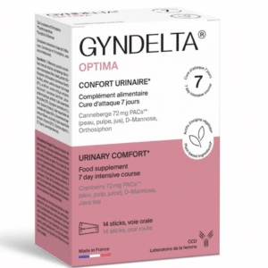 GYNDELTA OPTIMA 14 STICK cure d’attaque de 7 jours. Complément alimentaire favorisant le confort urinaire