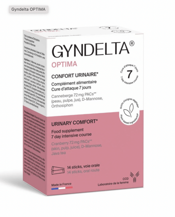 GYNDELTA OPTIMA 14 STICK cure d’attaque de 7 jours. Complément alimentaire favorisant le confort urinaire