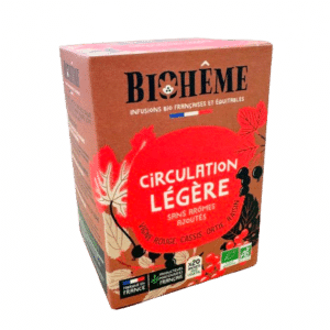 BIOHEME CIRCULATION LEGERE INFUSETTES  un mélange de plantes pour favoriser la circulation sanguine afin de soulager les jambes lourdes.