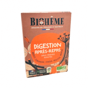 BIOHEME DIGESTION APRÈS-REPAS INFUSETTES une infusion à boire pendant ou après le repas , pour aider et stimuler la digestion.