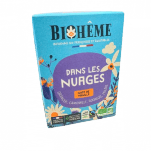 BIOHEME DANS LES NUAGES INFUSETTES , L'oranger au pouvoir calmant s'accorde aux notes miellées du tilleul et suaves de la vanille bourbon