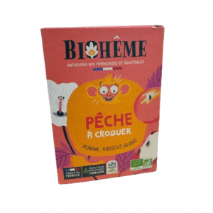 BIOHEME PÊCHE A CROQUER INFUSETTES une recette fruitée et parfumée, au bon goût de fruits rouges. Parfaite pour initier les petits