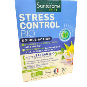  SANTAROME BIO STRESS CONTROL favorise la résistance au stress , aide à réduire la nervosité et la fatigue mentale et ceci sans dépendance .