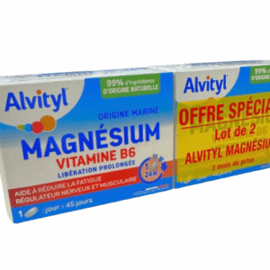 ALVITY MAGNESIUM VIT B6 3 MOIS  apporte en 1 seul comprimé par jour la quantité de magnésium (origine marine) et vitamine B6