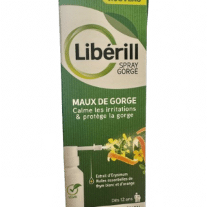 LIBERIL SPRAY MAUX DE GORGE est indiqué dans le traitement des irritations associées à la toux sèche, comme le mal à la gorge, une déglutition douloureuse