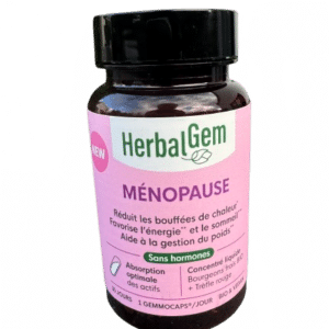 HERBALGEM MENOPAUSE 30 JOURS Réduit les bouffées de chaleur, favorise l'énergie et le sommeil. Aide à la gestion du poids en période de ménopause.