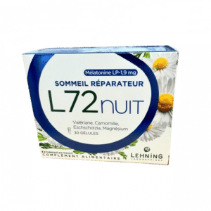 LEHNING L72 NUIT SOMMEIL RÉPARATEUR, un complément alimentaire innovant avec mélatonine à libération prolongée pour enfin vous ressourcer grâce à des nuits complètes.