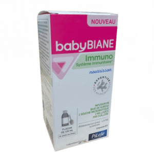 Renforcez le système immunitaire de votre bébé avec BABY BIANE IMMUNO NOURRISSON  Composé d'une souche microbiotique, de baie de sureau et de vitamine D3.