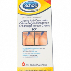 SCHOLL CREME ANTI CREVASSE K +  Talons 24h de Scholl soulage la peau sèche, fendillée ou abîmée des talons.