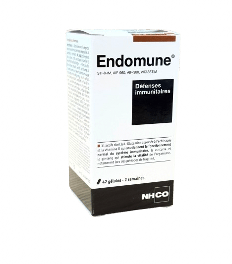 NHCO ENDOMUNE DÉFENSES IMMUNITAIRES est un complément alimentaire indiqué pour contribuer au bon fonctionnement des défenses naturelles .