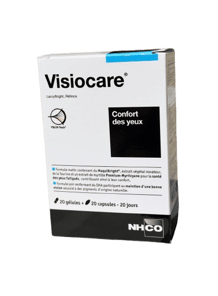 NHCO VISIOCARE CONFORT DES YEUX est un complément alimentaire qui s'utilise  en cas de fatigue des yeux liée à l'âge ou à la surexposition aux écrans,