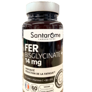 FER BISGLYCINATE SANTAROME permet de soutenir le métabolisme énergétique global et de réduire la fatigue chronique liée à une carence en fer.