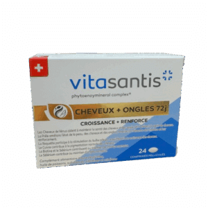 VITASANTIS CHEVEUX ET ONGLES 72 jours anti-chute de cheveux qui aide à freiner la chute, à favoriser la croissance et à renforcer la fibre capillaire.