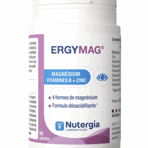 NUTERGIA ERGY MAG 90 gélules est riche en 4 formes de magnésium, vitamines B2, B3, B5 et B6 pour maintenir un bon fonctionnement du système musculaire.