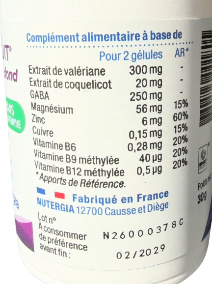 NUTERGIA ERGY NUIT SOMMEIL PROFOND