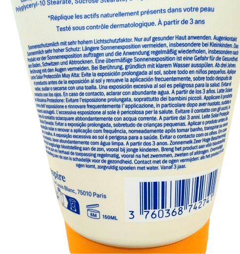 RESPIRE LAIT FRAIS SOLAIRE HYDRATANTSPF 50 +