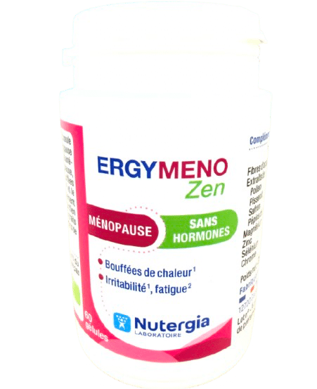 NUTERGIA ERGY MENO ZEN est une formule végétale sans hormones, bénéfique pour la femme pendant la ménopause.