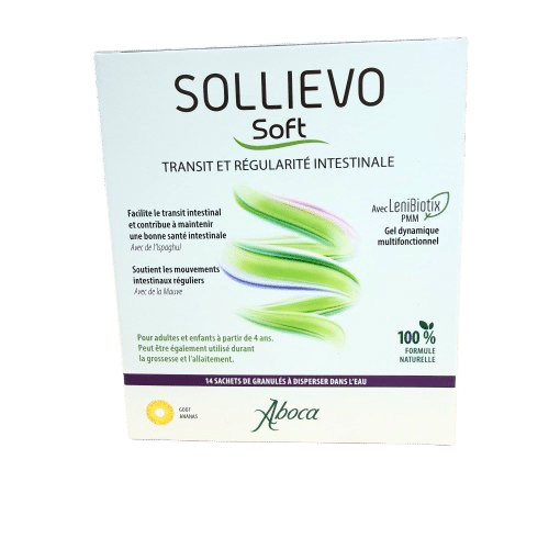 SOLLIEVO SOFT ABOCA SACHET un produit exclusif qui facilite le transit intestinal et contribue à maintenir une bonne santé intestinale .