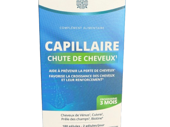 CAPILLAIRE CHUTE DE CHEVEUX MDD 3 MOIS est un complément alimentaire pour prévenir la chute de cheveux et favoriser force et croissance des cheveux .